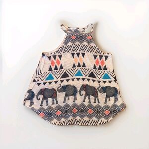 Gaze USA Tank Top Womens Boho Elephant Geometric Festival Summer